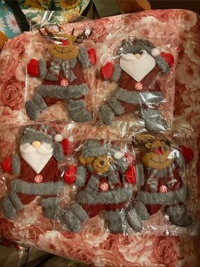 Kids Holiday Plush Costume Set - Red & Gray Festive Characters